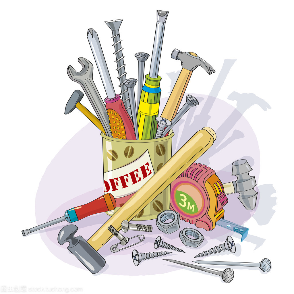 工作手動工具。堆的工具。插圖